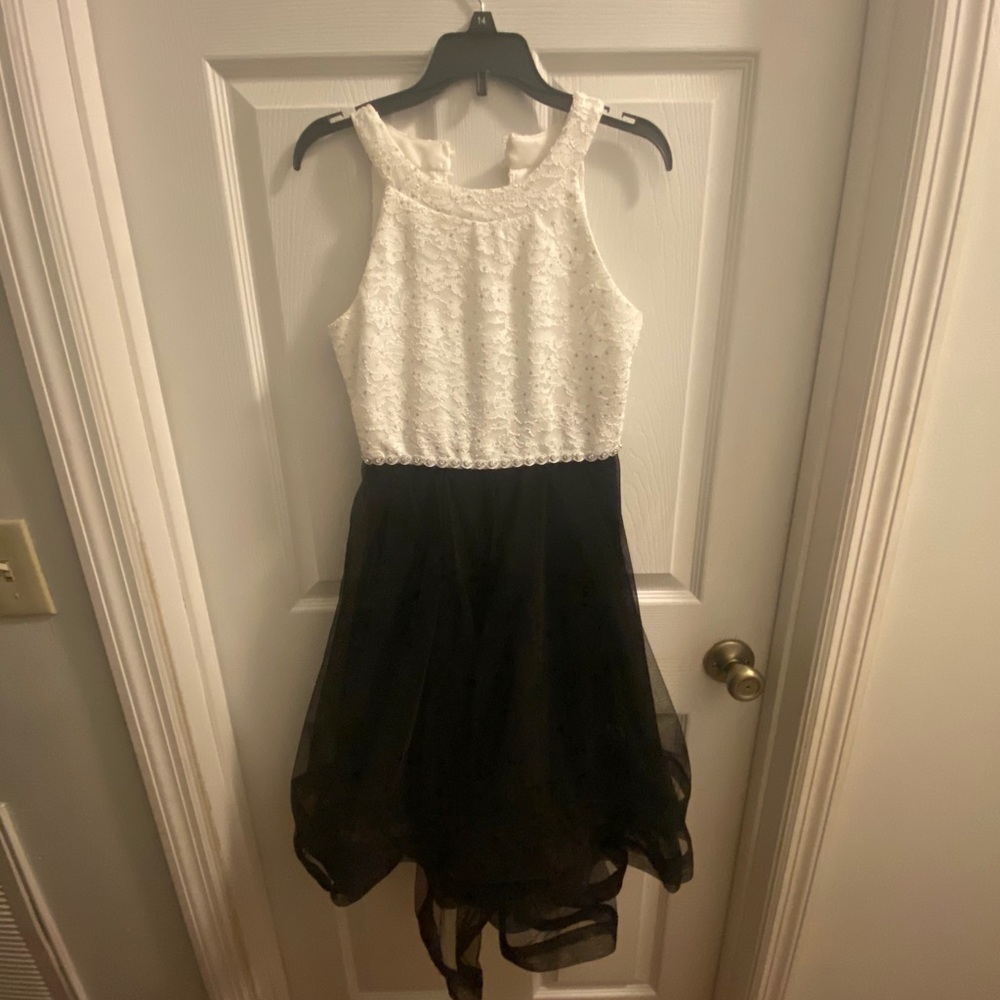 white and black dress